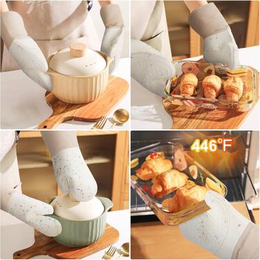 Рукавицы для духовки с подставкой под горячее и крючками, набор 5 предметов, бежевые AUAUY