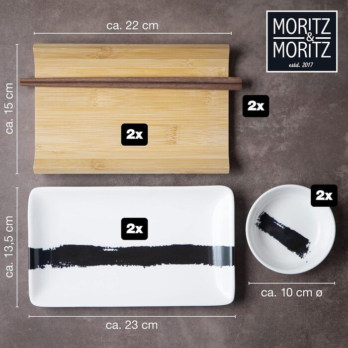 Набор посуды для суши на 2 персоны, 10 предметов, Brush Stroke Black Gourmet Moritz & Moritz