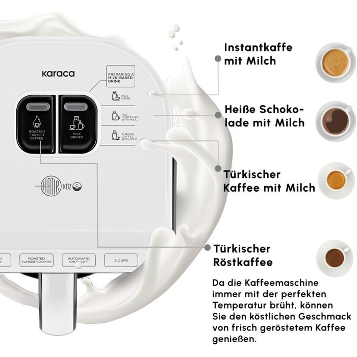 Кавоварка на 5 чашок, 535 Вт, чорно-біла Hatır Köz Karaca