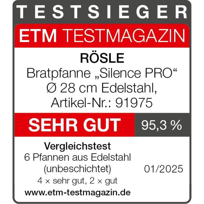 Сковорода 28 см, нержавіюча сталь Silence Pro Rosle
