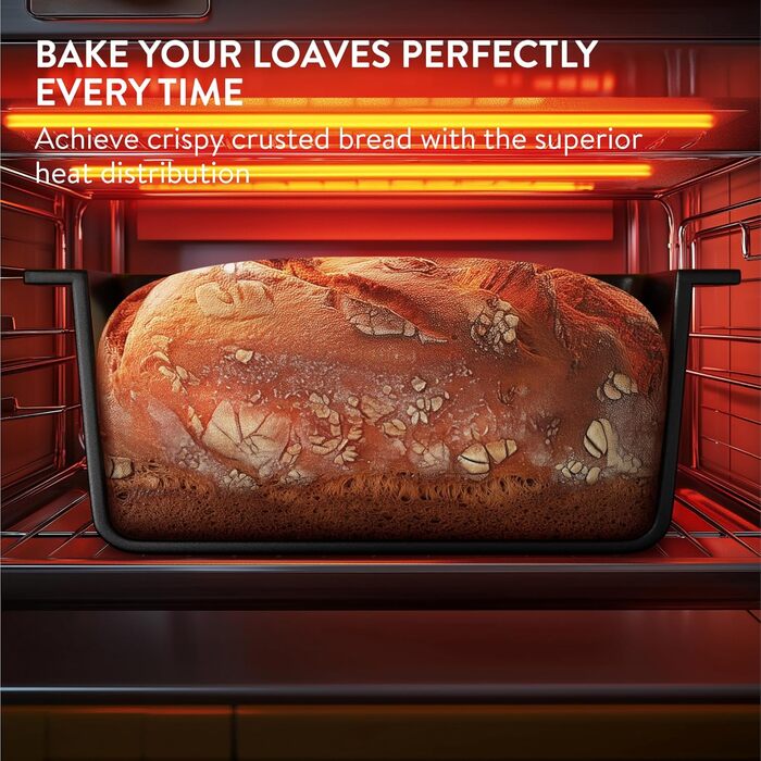 Чавунна форма для випікання хліба Navaris 26 см - Аксесуари для випікання хліба - Прямокутна форма для випікання - Горщик для випікання хліба - Чавунний горщик для випічки хліба - Емальований - Для смаження, запікання, тушкування - Чорний