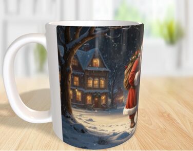 Подарункова кружка 330 мл з принтом Санта Клаус на снігу Generic