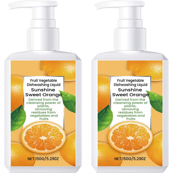 Засіб для миття фруктів та овочів, натуральні продукти, незамінне очищення, засіб для миття посуду без післясмаку (2 пляшки)