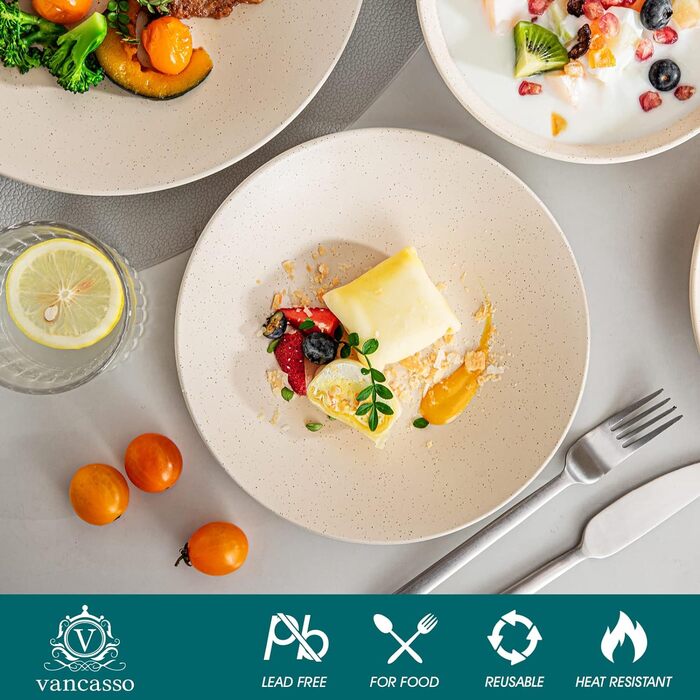 Столовий сервіз з керамограніту, ванкассо 32 предмети Карстовий комбінований сервіз з фаянсу, набір посуду у вінтажному вигляді на 4-12 осіб (Sabine-bg, посуд на 4 особи)