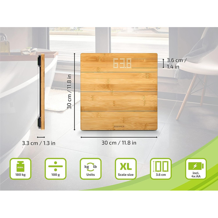 Цифрові ваги із справжнього бамбука Soehnle