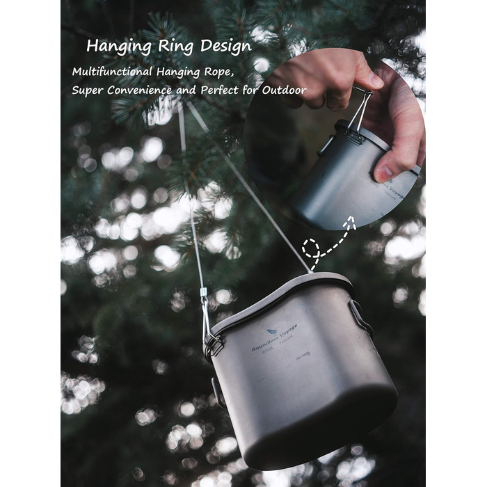 Титанова каструля для кемпінгу з надлегким ланч-боксом Boundless Voyage