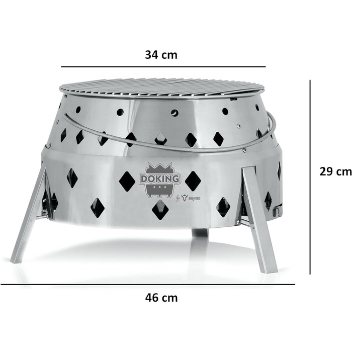 Вугільна гриль, нержавіюча сталь Doking BBQ-Toro