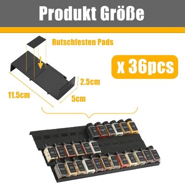 Органайзер для спецій пластиковий розсувний, 36 комірок, чорний Famhap