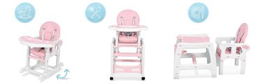 Дитячий стільчик для годування 5-в-1 рожевий Ricokids