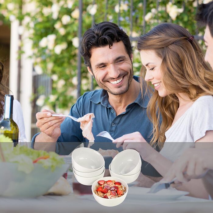 Набір салатників Singer Sunfort Набір мисок з 6 предметів для 4 осіб з керамограніту, салатники Ємність 1,1 л, розширюваний, повсякденний, спеціальна вечеря, сімейна вечеря, набір чаш на відкритому повітрі (300 мл)