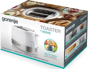 Gorenje Тостер, 850Вт, пластик/ металл , функц. розморож, автовідключення, білий