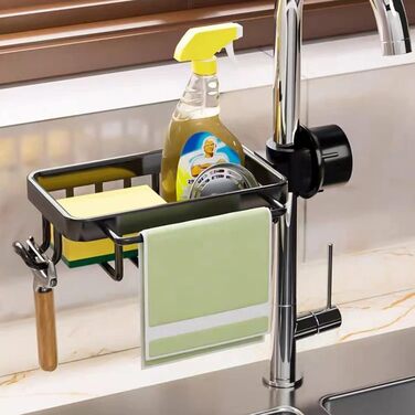 Кухонний органайзер для губок для посуду, чорний Anicy