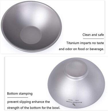 Безграничный Voyage Титановая чаша с двойными стенками для взрослых Детская посуда для кемпинга на открытом воздухе Чаша для риса из титана (220 мл-ti15147b.)