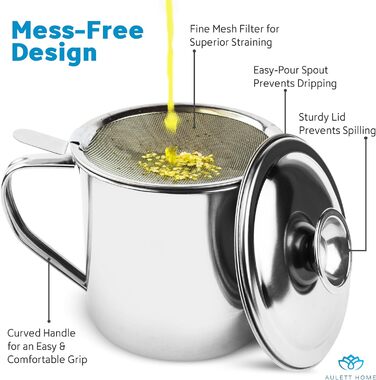 Контейнер для сбора жира 1,2 л, нержавеющая сталь Aulett Home