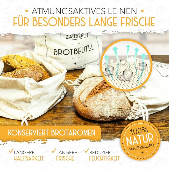 Мішок для хліба 40 х 30 см, набір 3 предмети KRUSTENZAUBER