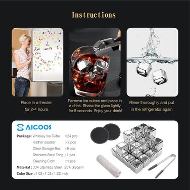 Кубиков льда из нержавеющей стали 24 шт SAICOOS