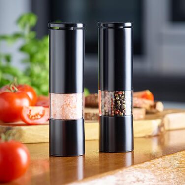 Набір млинків для спецій Echtwerk з 2 предметів, млинок для солі та перцю з високоякісної нержавіючої сталі з керамічним млином ABS, ручний, для перцю, солі та чилі, (Black Edition)