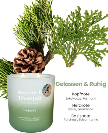 Ароматичні свічки з сосни та кедра в банці 400 г, час горіння 80 годин M&SENSE