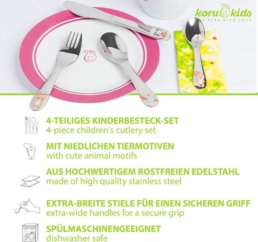 Дитячі столові прибори Звірятки, набір 4 предмети Koru Kids