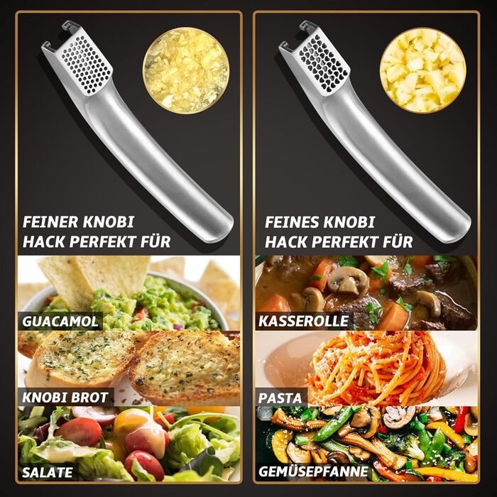 Прес для часнику з нержавіючої сталі для часнику та імбиру Gourmet Easy