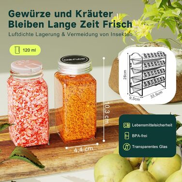 Набір з 28 баночок для спецій 120 мл зі стійкою 33,5 х 9,5 х 28 см чорний Enjoior