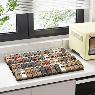 Органайзер для спецій пластиковий розсувний, 48,4 x 66 x 3,9 см, чорний Lifewit