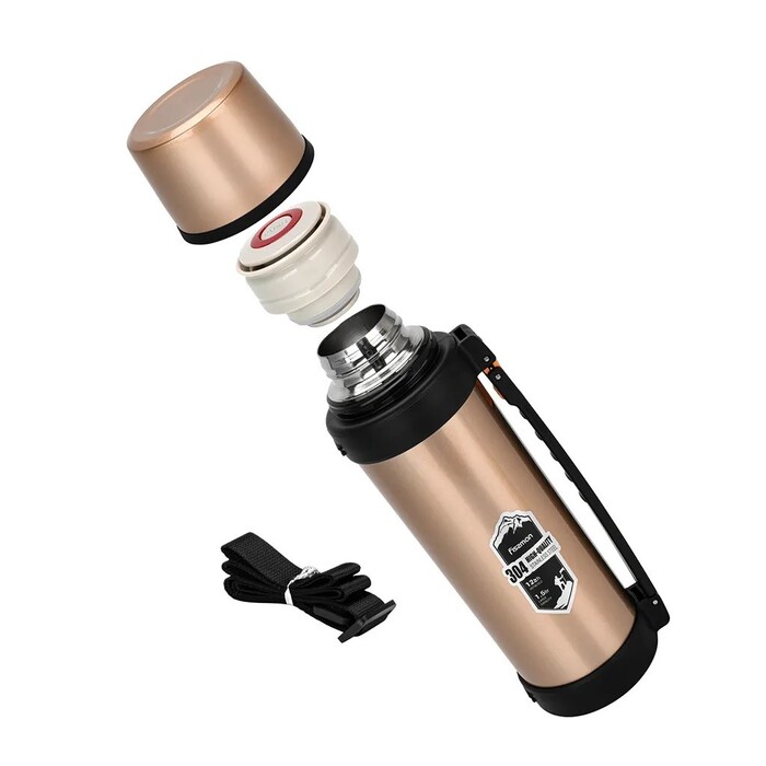 Термос Fissman 1500 мл нержавіюча сталь золотий (9871)