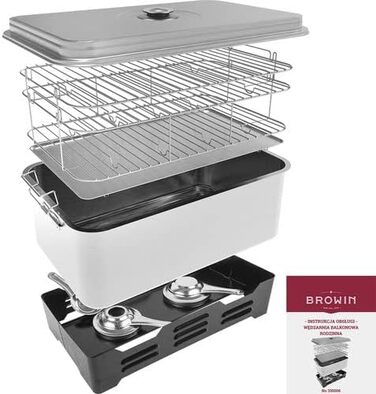 Настільна коптильня з термометром нержавіюча сталь Browin