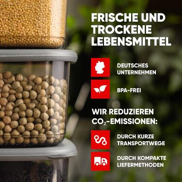 Банки для хранения с герметичными крышками Набор из 24 контейнеров для хранения БЕЗ БИСФЕНОЛА А Для мюсли, хранения муки и сахара Практичный кухонный ящик для хранения всех продуктов (набор из 6 антрацитовых 0,550 мл)