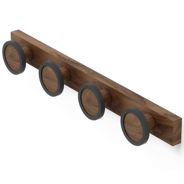 Вішалка настінна на 4 гачка темний горіх Hub Rail Umbra