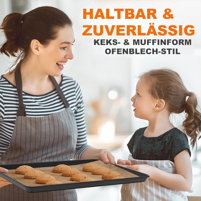 Набір форм для випічки NutriChef - Набір із 8 антипригарних форм для випічки - Без PFOA, PFOS, PTFE, придатний для використання в духовці до 232C - Кругла форма для випічки, форма для хліба, форма для мафінів та форма для дека, придатна для миття в посудо