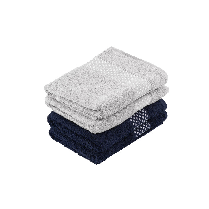 ARDESTO Набір рушників махрових Holiday 4 шт., 50х90см, 2 шт. - індиго, 2 шт. - сріблястий, 100% бавовна