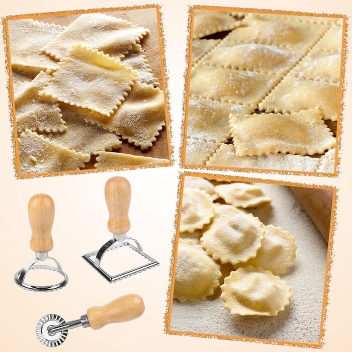 Приладка для пельменів Unvtap, 2-предметна машина для вареників, набір машин для пельменів, машина для равіолі, машина для маульташен, машина для равіолі з нержавіючої сталі, машина для тортелліні для макаронів та пельменів (мала 75 мм, велика 95 мм), 2-п