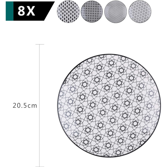 Порцелянова десертна тарілка vancasso, тарілка для торта 8 шт. барвиста 21,5 см