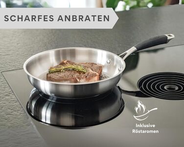 Сковорода з нержавіючої сталі 24 см, срібляста Pura DIVORY