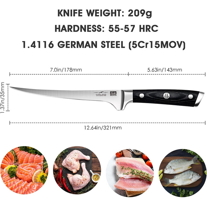 Філейний ніж 18 см Classic SHAN ZU