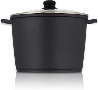 Каструля 10 л алюмінієва зі скляною кришкою 28 см, чорна KHG