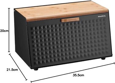 Хлібниця дерев'яна з нержавіючої сталі чорний 35,5 х 21,5 х 20 см Klausberg