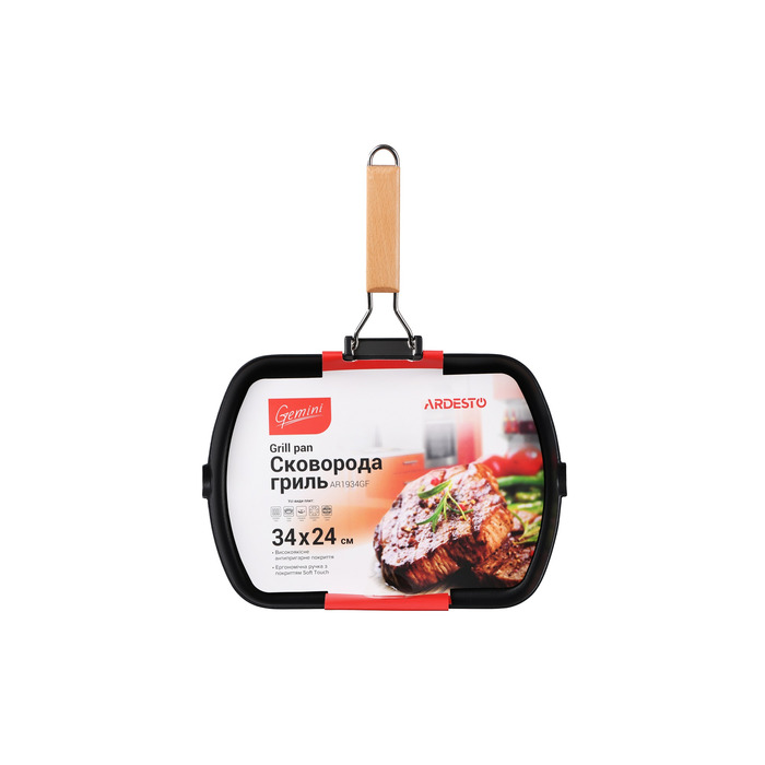 ARDESTO Gemini Baceno Сковорода-гриль, 34x24см, Алюминий, Черный
