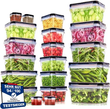 Набір Kottwca, набір Tupperware із 30 предметів (15 контейнерів 15 кришок), кухонні коробки для приготування їжі, 100 герметичні, без бісфенолу А, контейнер для зберігання продуктів для мікрохвильової печі та холодильника (набір із 20 великої місткості)