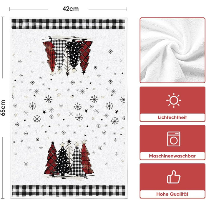 Набір з 4 різдвяних кухонних рушників 42 x 65 см чорний/білий Artoid Mode