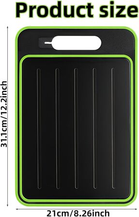 Доска для размораживания и нарезки 31 x 21 см, черный/зеленый UptVin