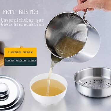 Сепаратор для відокремлення жиру 1,3 л з кришкою, нержавіюча сталь YITAIYUAN