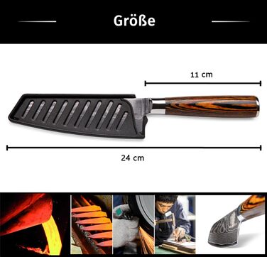 Нож сантоку 13 см, дамасская сталь Wolfblood