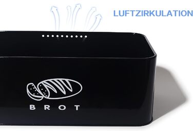 Хлібниця з кришкою 42 х 23 х 16 см чорний Theo&Cleo