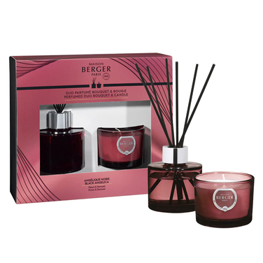 Диффузор Maison Berger Paris DUALITY, 80 мл и свеча 80 гр. с ароматом BLACK ANGELICA