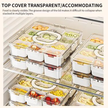 Сервірувальна тарілка у формі миски для закусок, контейнер для подачі солодощів та горіхів із пластику з кришкою з 8 відділеннями, тарілка для закусок, фруктова тарілка, ящик для зберігання десертів, спецій (12 відділень)