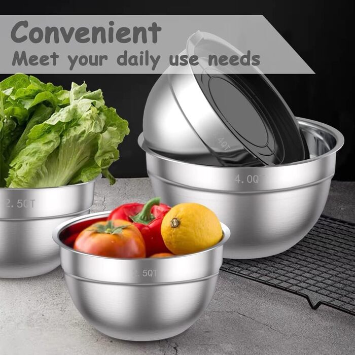 Набір мисок з нержавіючої сталі з кришками,  5 предметів Wildone