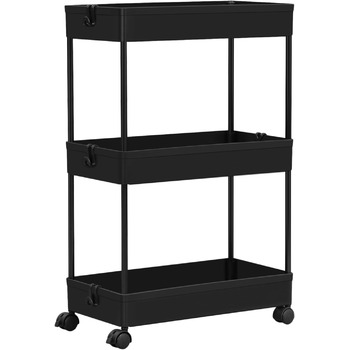 Візок сервірувальний на 3 полиці, 39 x 59 x 22,5 см, чорний Klihome