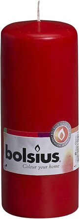 Свічки Bolsius Rustic Pillar - Металік, що згасає - Рожевий та червоний - Упаковка з 4 шт. - Тривалий час горіння 60 годин - Без запаху - Містить натуральний рослинний віск - Без пальмової олії - 13 x 7 см (6 x 6 x 15 см, Червоний)